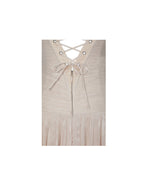 Olivine Light Beige Crystal Organza Strapless Maxi Dress