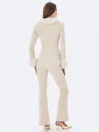 Adrian Cream Soft Leather Fur Trimmed Top