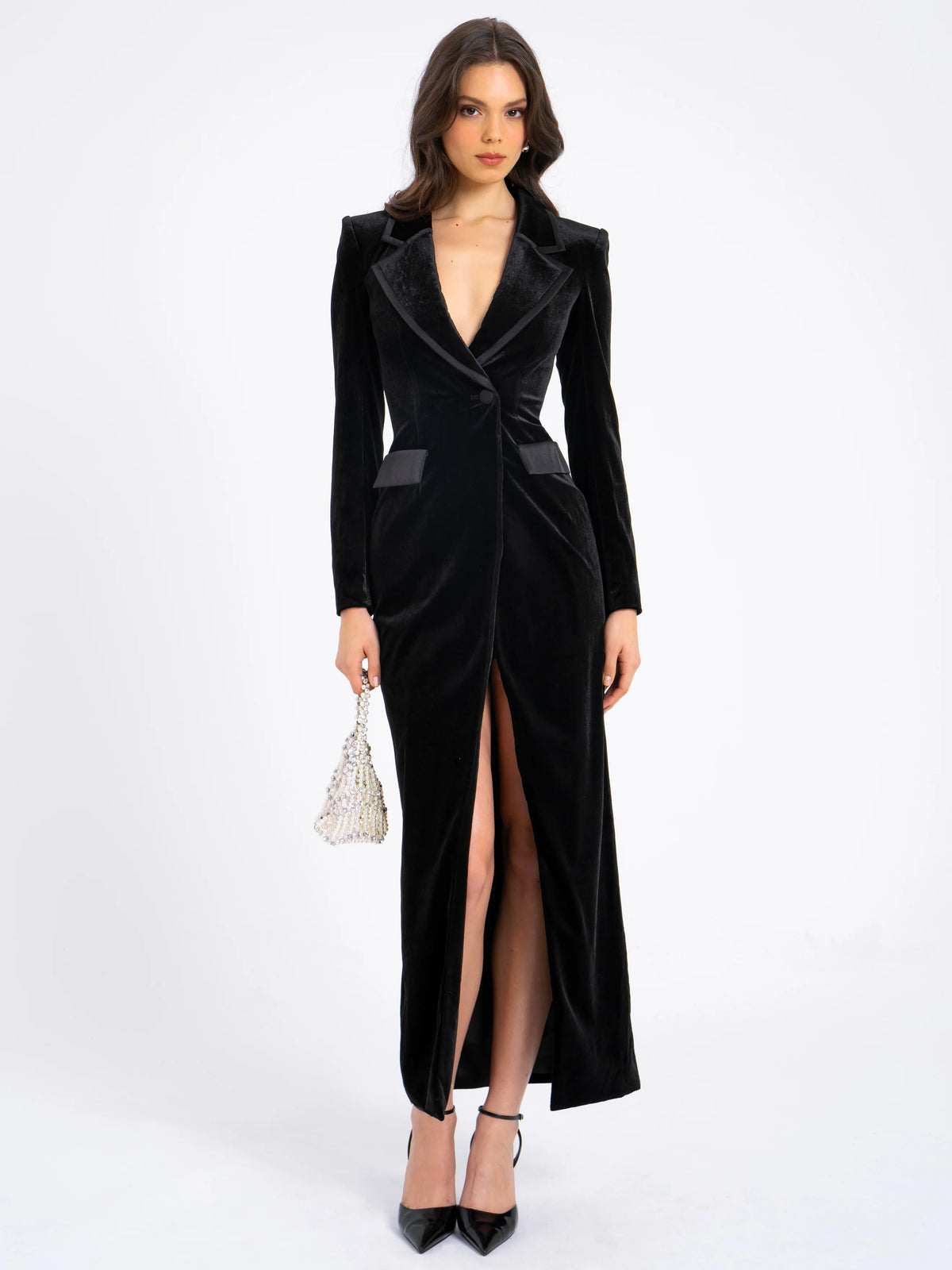 Willow Velvet High Slit Blazer Gown Archive Sale