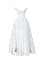 Unna White Satin Bardot Cowl Wedding Gown