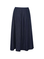 Maevie Indigo Denim Gathered A Line Midi Skirt