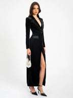 Willow Velvet High Slit Blazer Gown Archive Sale