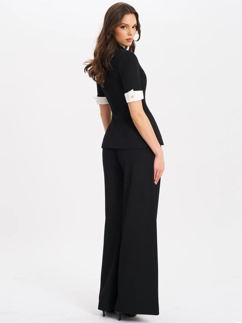 Aleeza Black Wide Leg Suit Pants