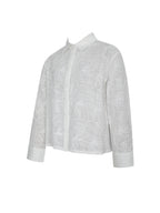 Quintina White Embroidered Cotton Gauze Button Down Shirt