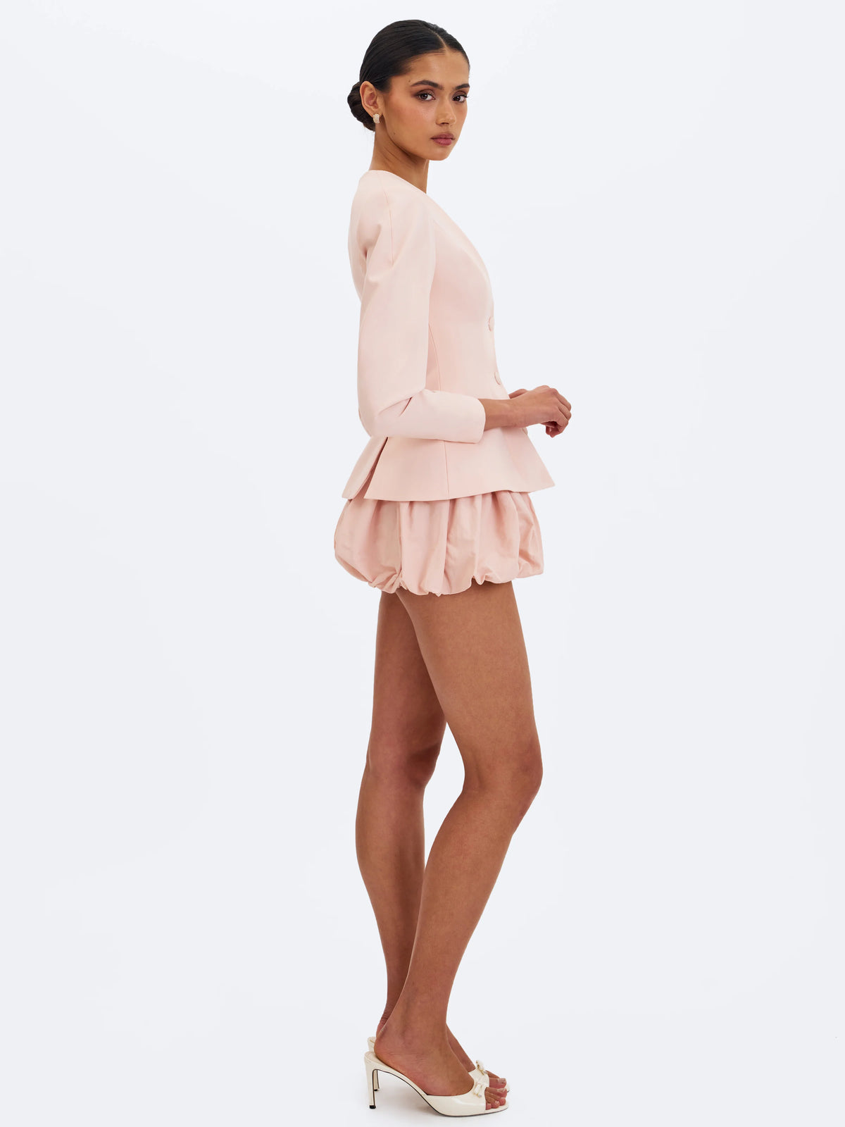 Savina Tulip Pink Taffeta Bubble Shorts