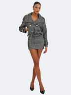 Sandra Black White Tweed Mini Skirt