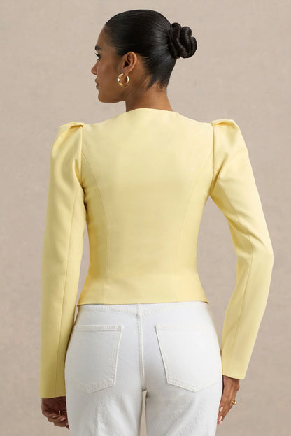 Olympia Lemon Sweetheart Neck Tailored Top