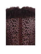 Valene Burgundy Burnout Velvet Fur Trim Bodysuit