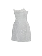Tressa White Beaded Mesh Strapless Mini Wedding Dress