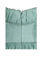 Xavy Teal Green Off Shoulder Corset Midi Dress