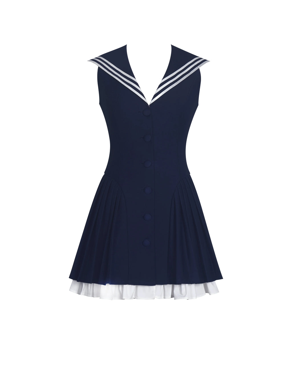 Calliope Navy Sailor Pleated Mini Dress