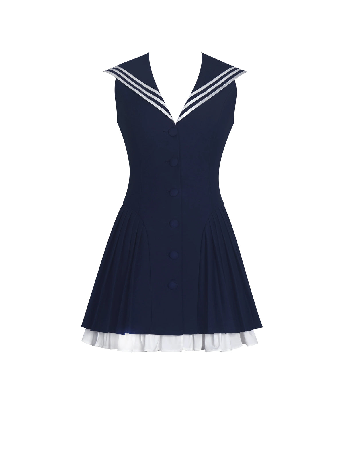 Calliope Navy Sailor Pleated Mini Dress