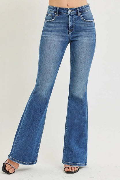 Nina Mid Rise Flare Jeans