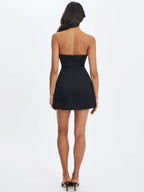 Florrie Black and White Polka Dot Sweetheart Mini Dress