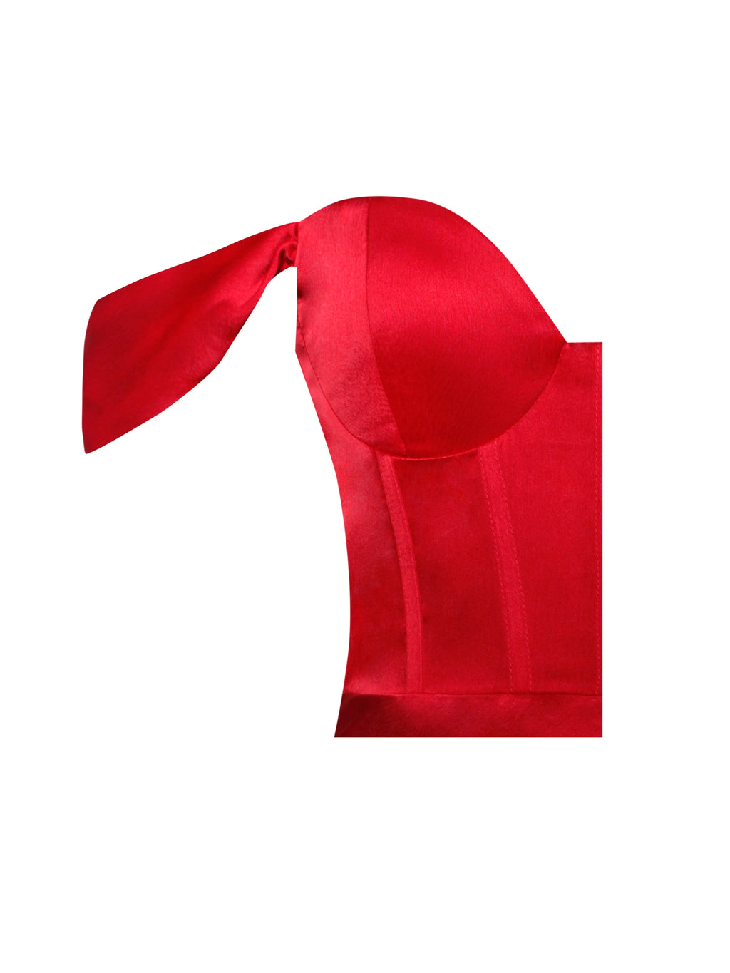 Zayda Red High Slit Corset Satin Gown Archive Sale