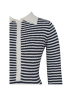 Xelie Navy White Cotton Terry Knit Mermaid Maxi Dress