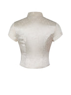 Galilea Ivory Floral Jacquard Keyhole Mandarin Collar Top