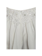 Idalia Pearl White Beaded Lace Trim Backless Halter Mini Dress