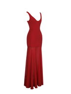 Verona Crimson Scoop Neck Flared Maxi Dress