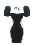 Nova Black Contoured Sweetheart Puff Sleeve Mini Dress