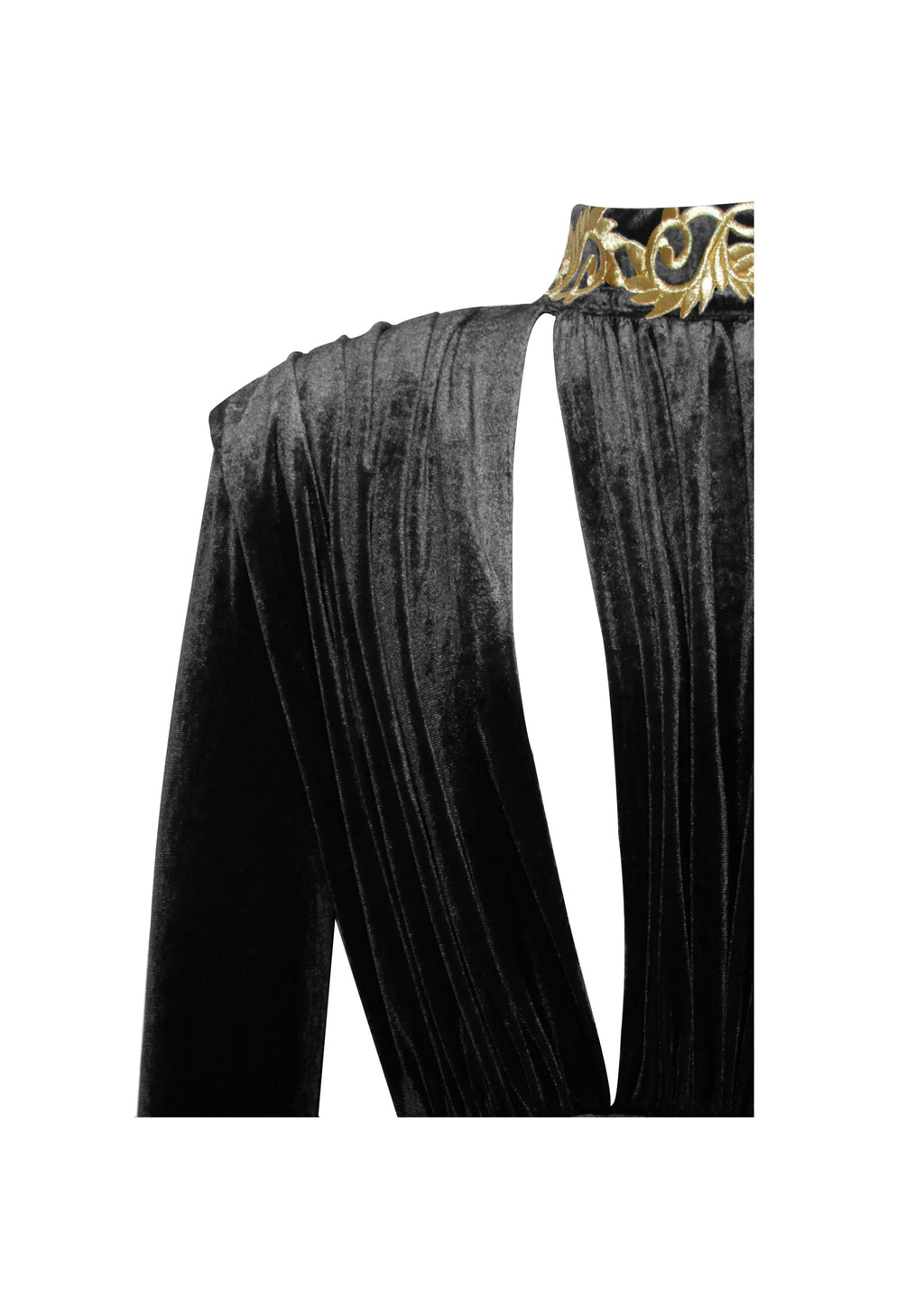 Zenaida Black Cutout High Slit Velvet Gown Archive Sale
