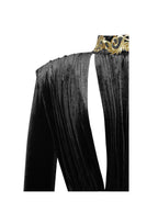 Zenaida Black Cutout High Slit Velvet Gown Archive Sale