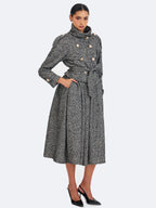 Katalina Black White Tweed Backless Midi Dress