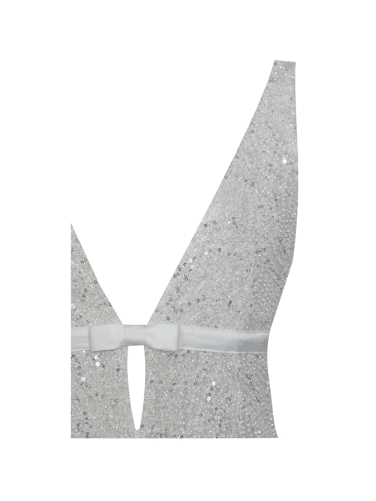 Adelaide White Beaded Sequin Net Bodycon Gown