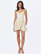 Yvonne Ivory Satin Asymmetrical Ruched Mini Dress