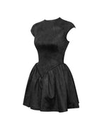 Jacqueline Backless Black Mini Puffy Suede Dress Archive Sale
