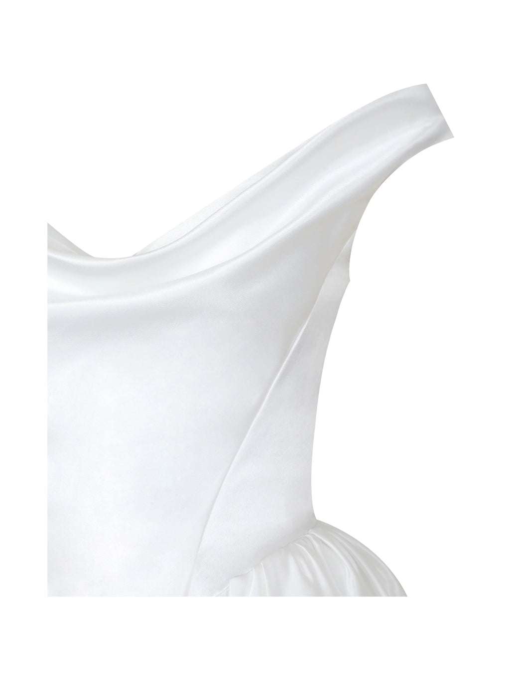 Unna White Satin Bardot Cowl Wedding Gown