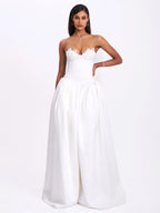 Naila Lace Trim Strapless Drop Waist Wedding Gown