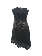 Vallory Deep Olive Crushed Velvet Asymmetrical Mini Dress