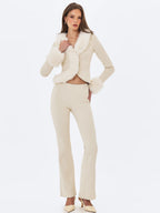 Adrian Cream Soft Leather Fur Trimmed Top
