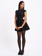 Jacqueline Backless Black Mini Puffy Suede Dress Archive Sale