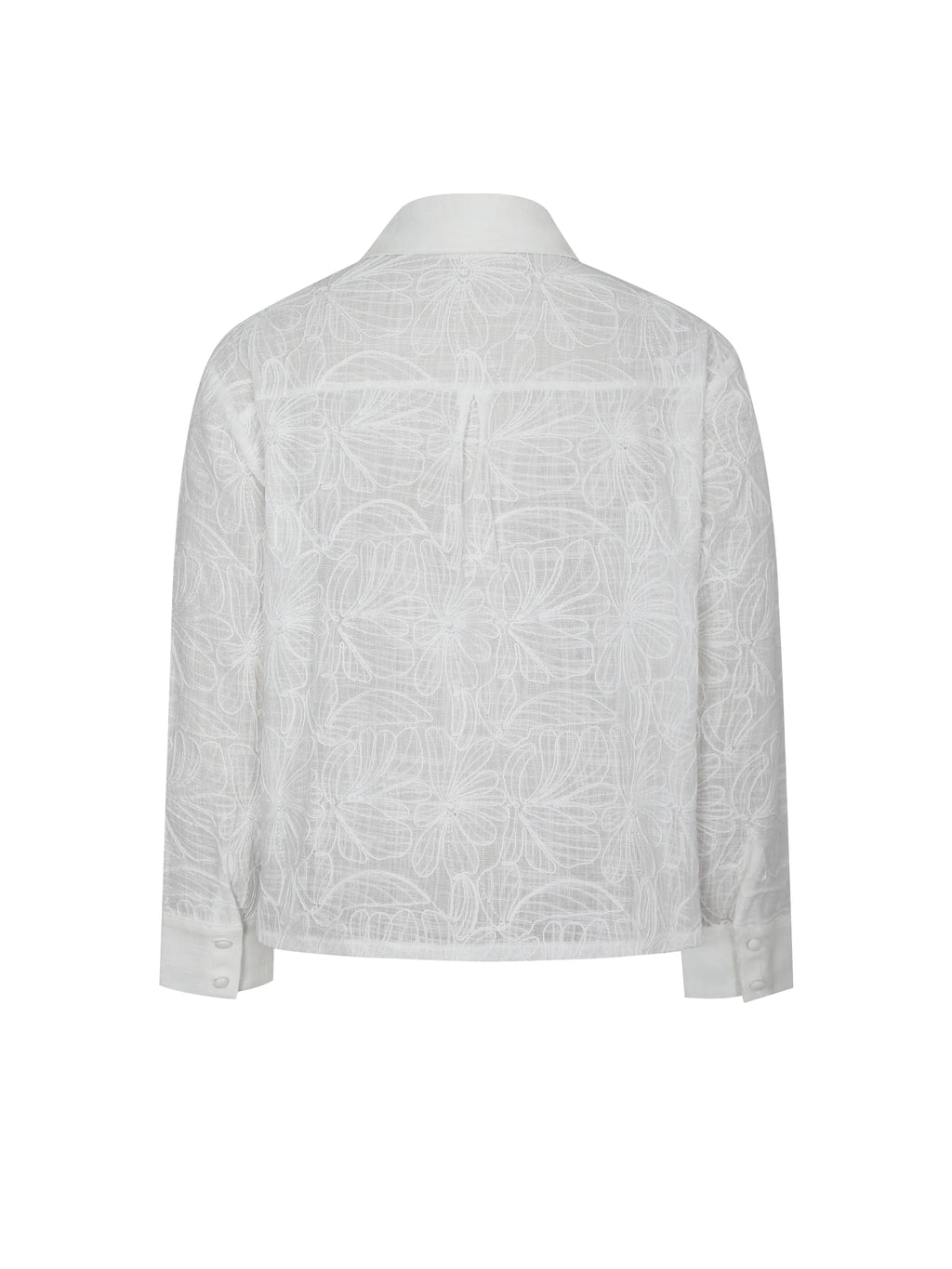 Quintina White Embroidered Cotton Gauze Button Down Shirt