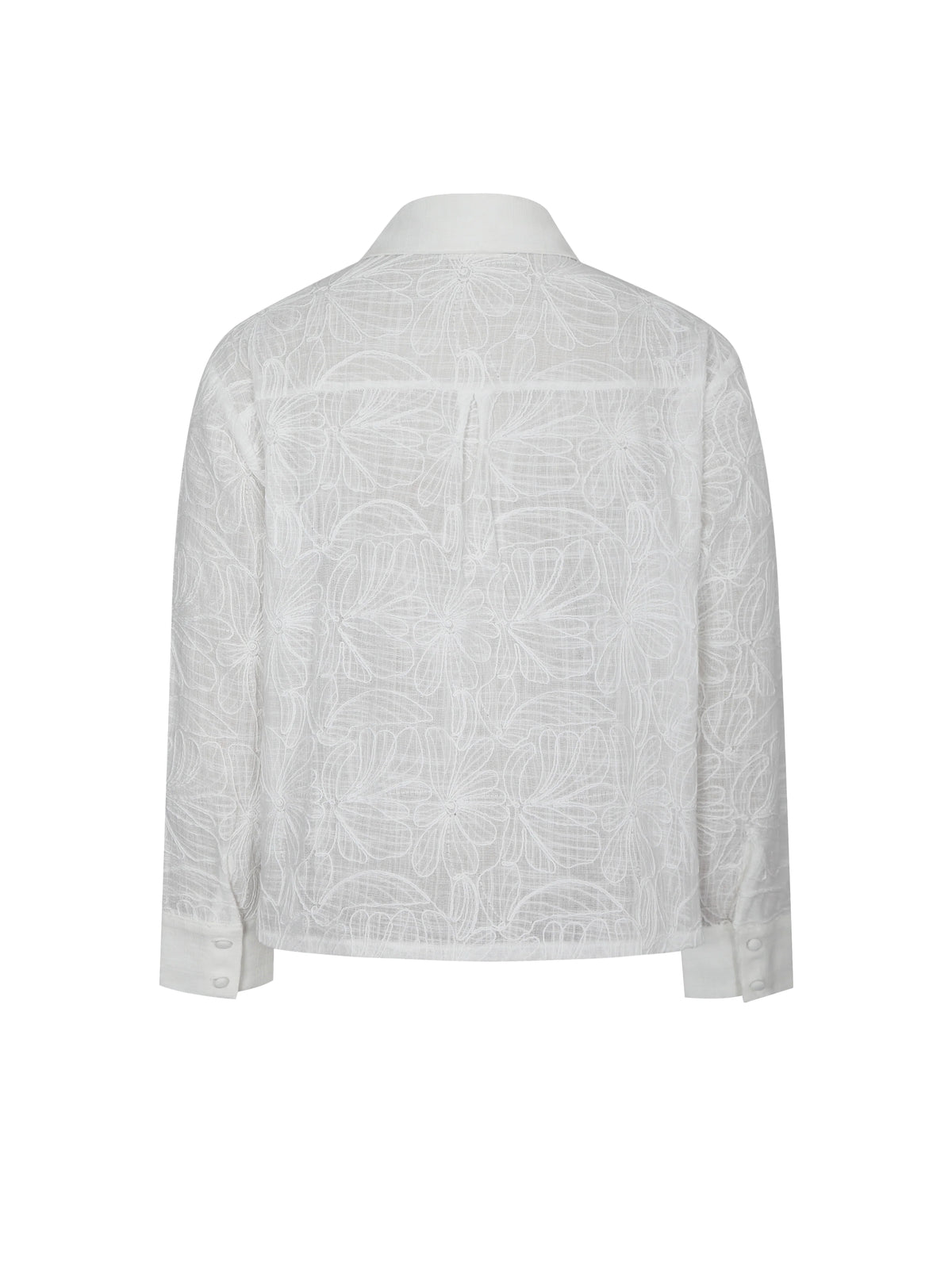 Quintina White Embroidered Cotton Gauze Button Down Shirt