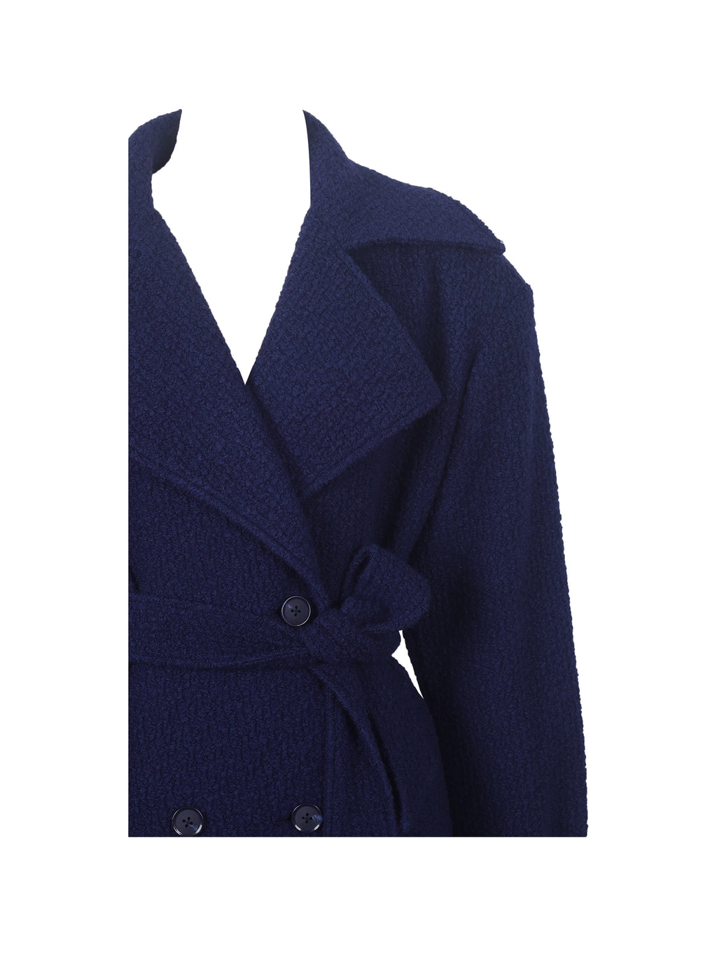 Jaelyn Midnight Blue Wool Blend Double Breasted Belted Coat