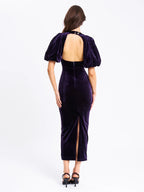 Coraline Purple Velvet Bubble Sleeve Backless Maxi Dress Archive Sale