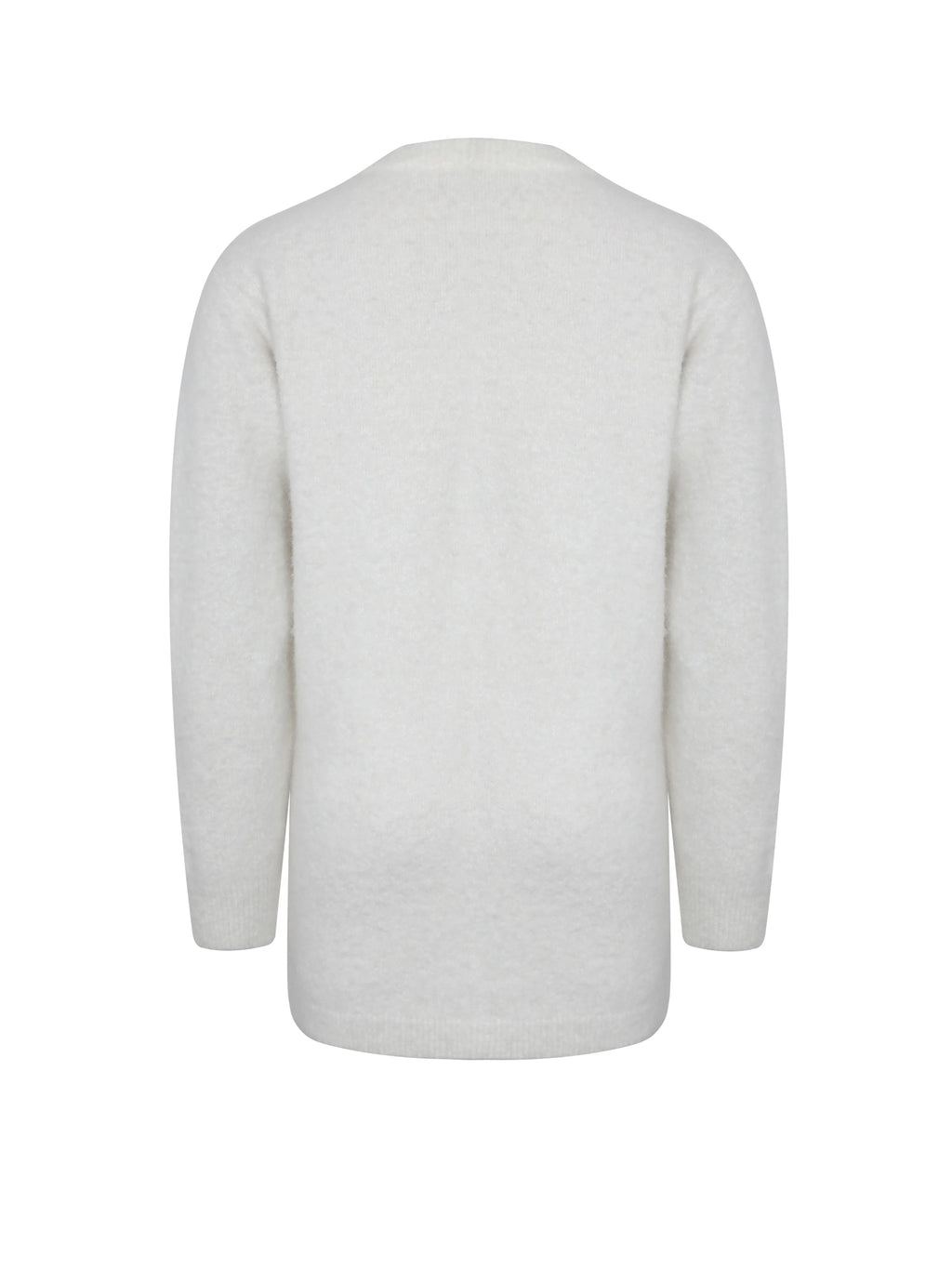 Orla White Wool Blend Ribbed Knit Cardigan