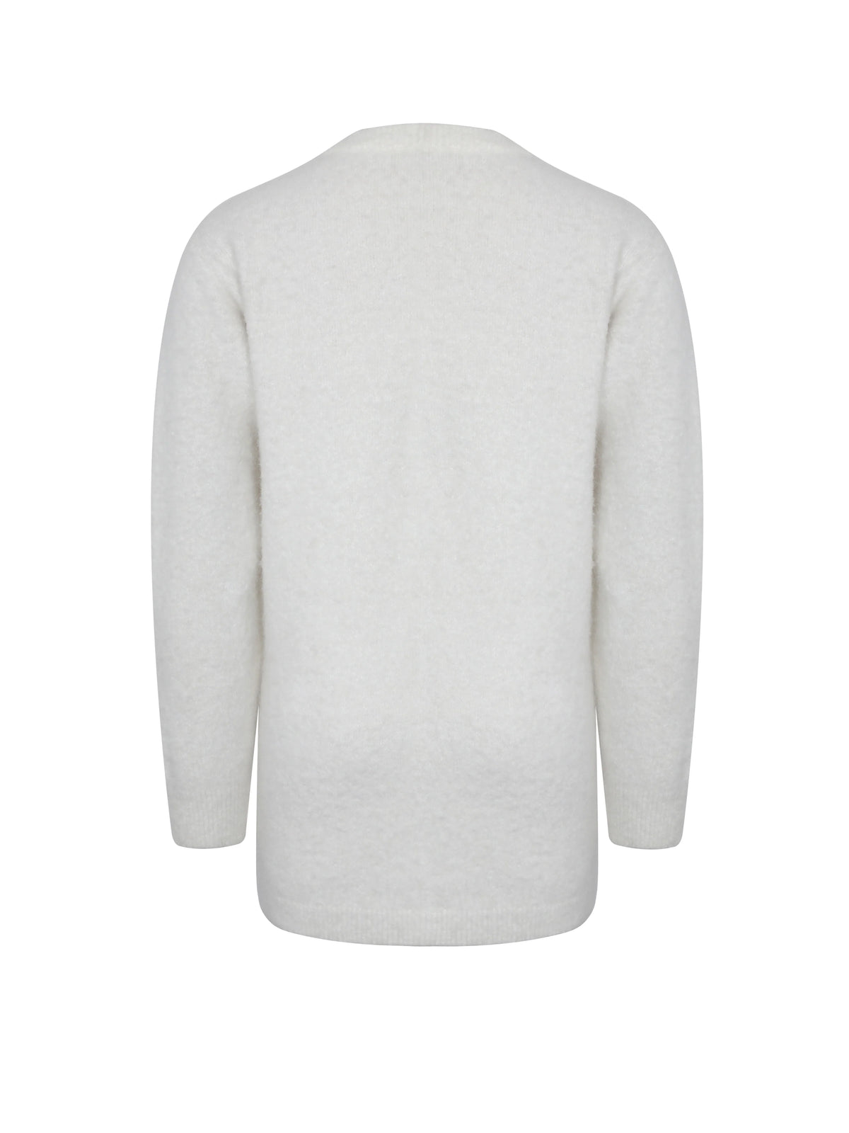 Orla White Wool Blend Ribbed Knit Cardigan