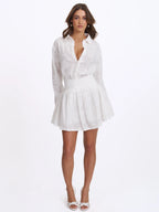 Quintina White Embroidered Cotton Gauze Button Down Shirt