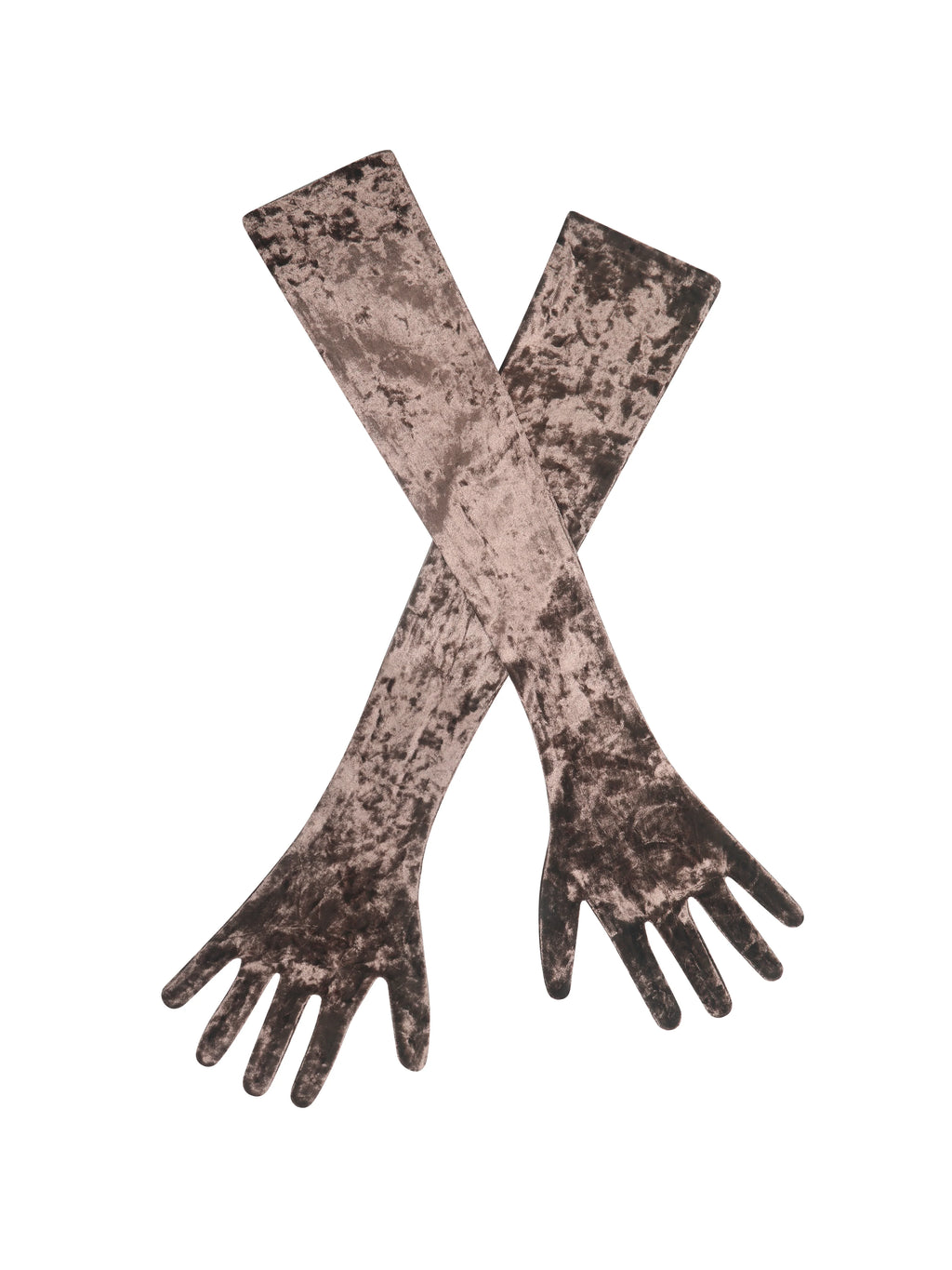 Tess Coffee Velvet Opera Length Gloves