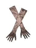 Tess Coffee Velvet Opera Length Gloves
