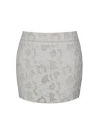 Wendy Beige Cotton Lace Low Rise Mini Skirt