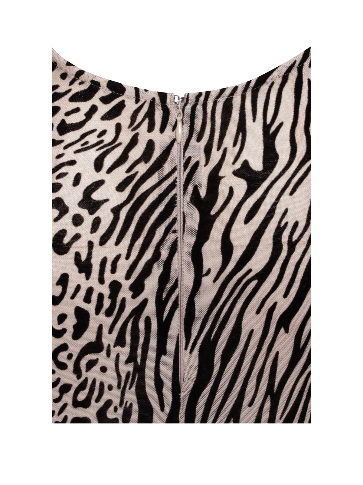 Waylynn Nude Black Animal Print Burnout Velvet Detail Mesh Backless Maxi Dress