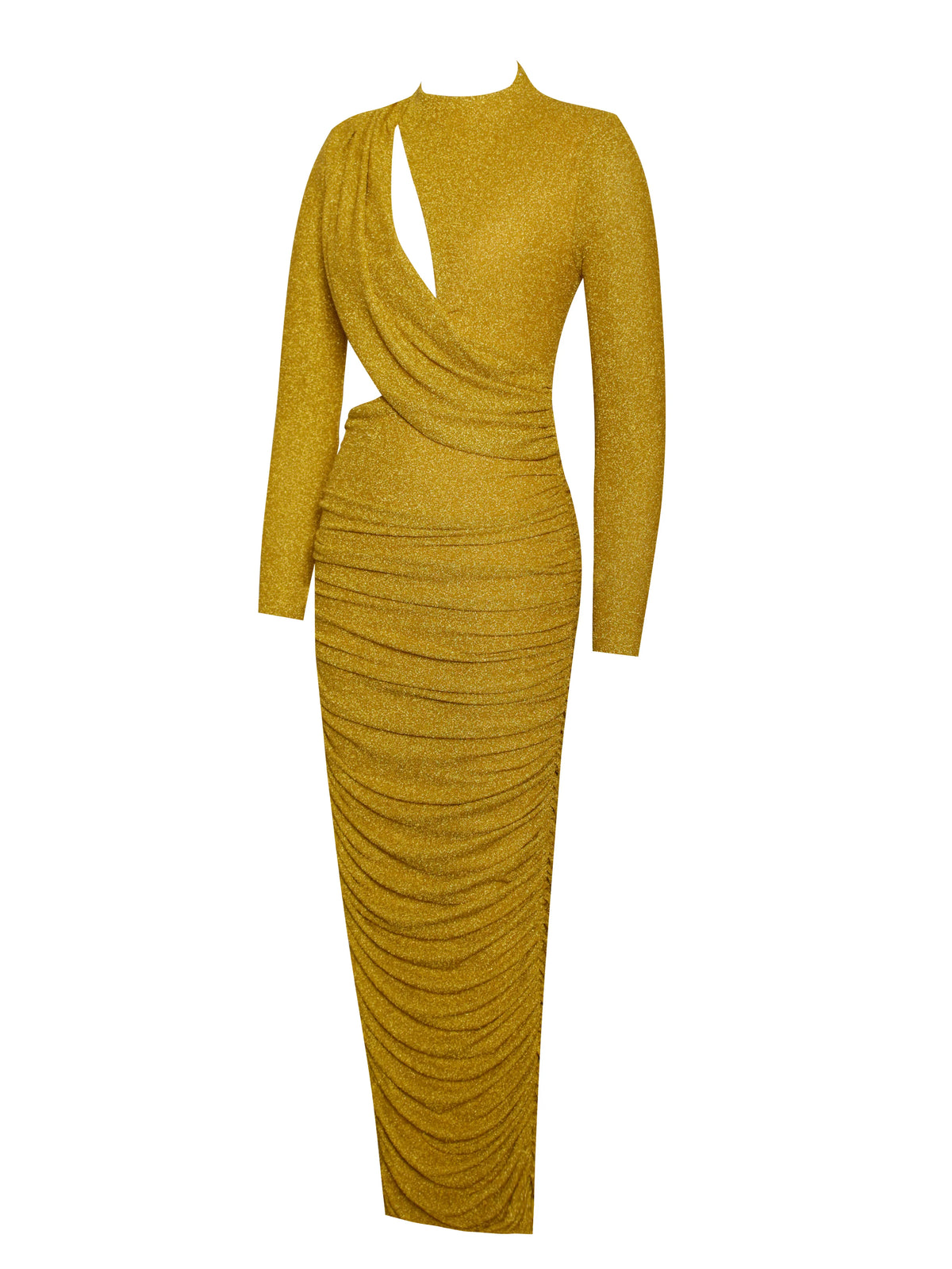 Payson Gold Long Sleeve Metallic Jersey Cutout Dress Archive Sale
