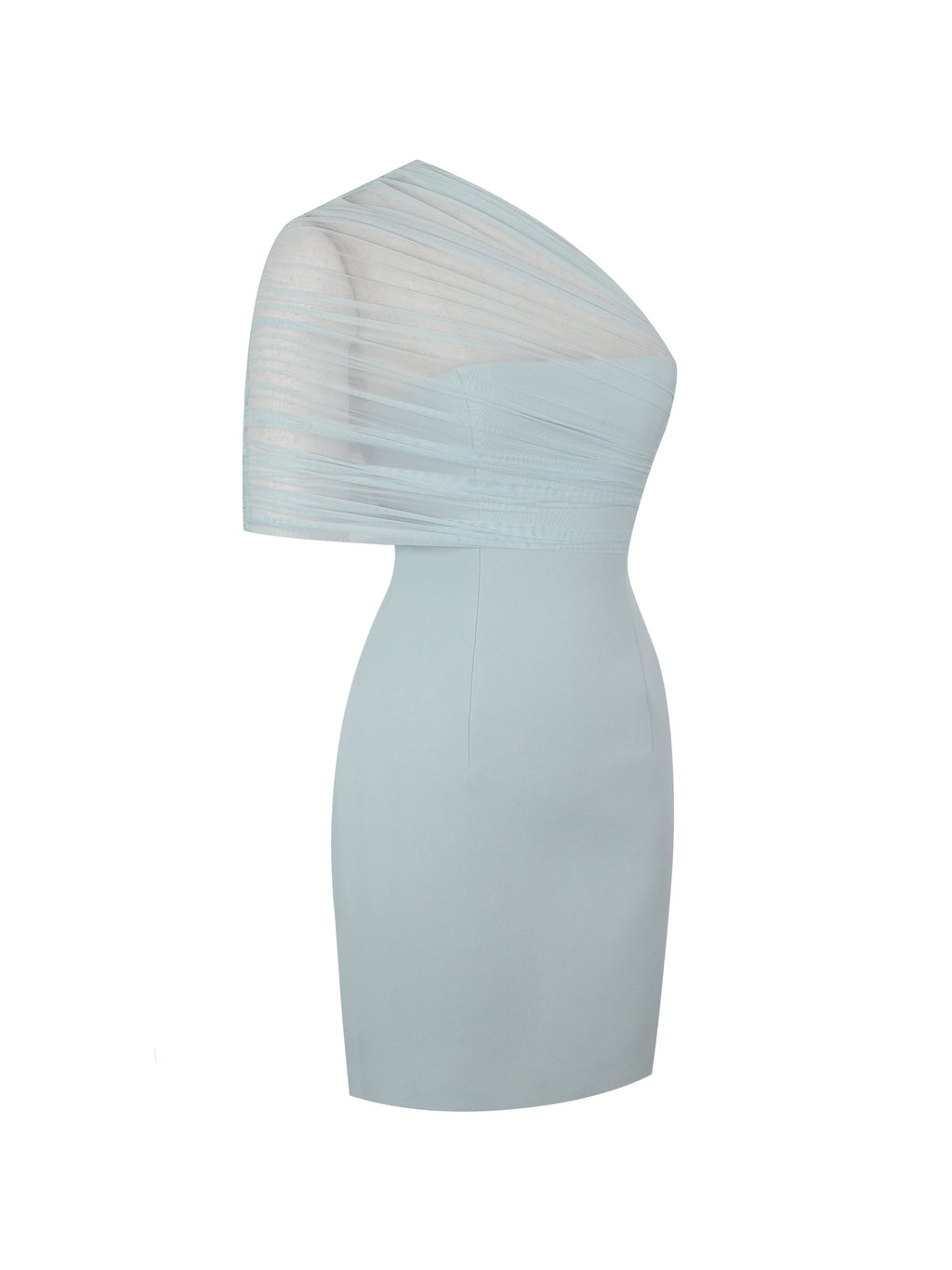 Phoebe Mint One Shoulder Ruched Mesh Mini Dress