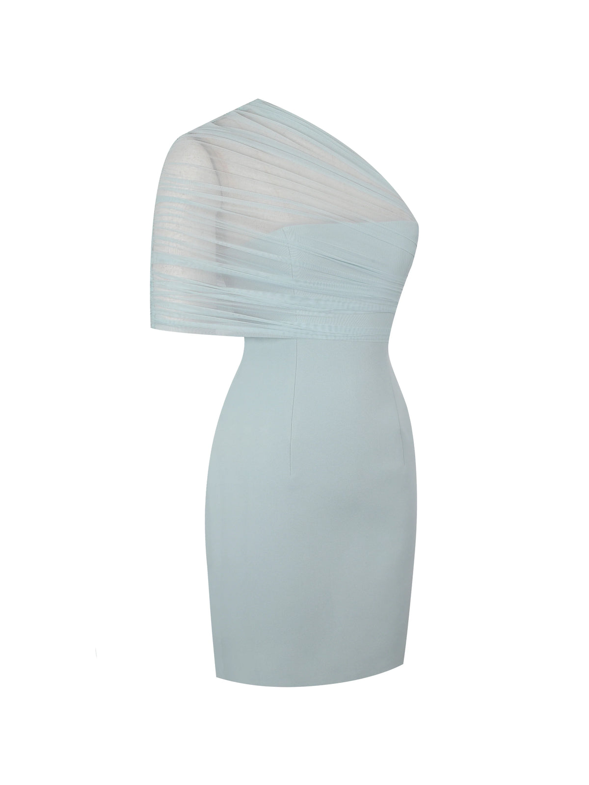 Phoebe Mint One Shoulder Ruched Mesh Mini Dress