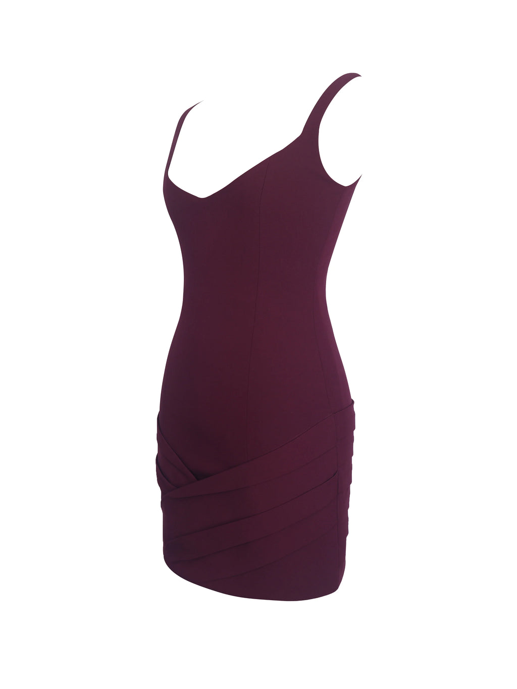 Tori Wine Red Pleated Mini Dress with Chiffon Scarf